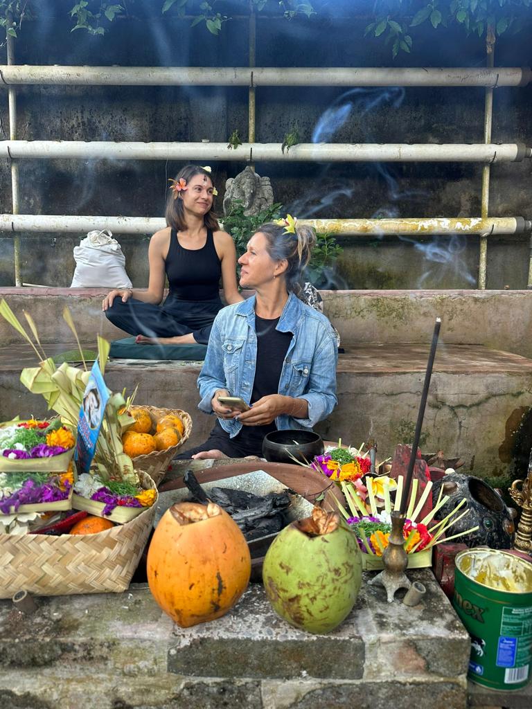 Ceremonial offering during a Bali journey